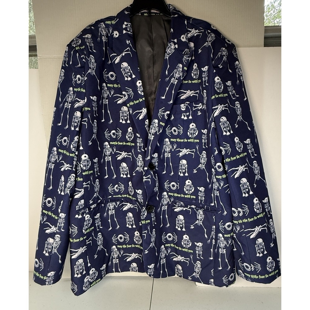 UGLY TODAY Skeleton Star Wars May The Fear Be With You Navy Large Blazer Jacket